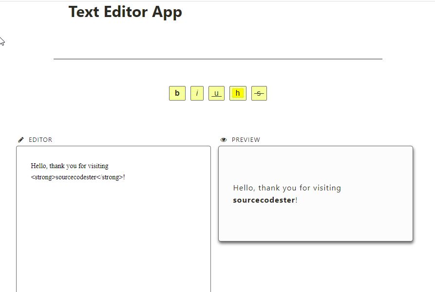 Simple Text Editor App Using JavaScript With Free Source Code 